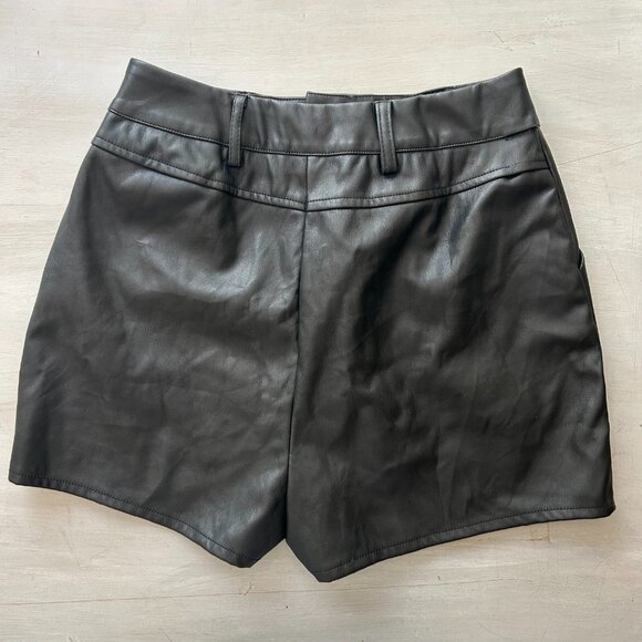 Black Vegan Leather Women's Shorts Size Small High Waist - Picture 7 of 10